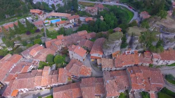 Vue Haut Rupit Ville Espagnole Traditionnelle Avec Environnement Ancien Province — Video