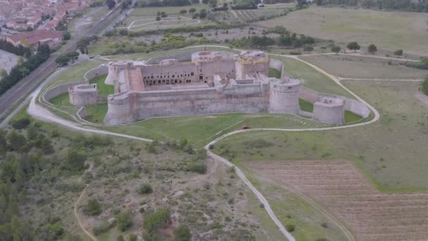萨尔塞斯堡全景 也称为萨尔塞斯堡 是位于法国比利牛斯 东方山脉省萨尔塞斯 查托公社的加泰罗尼亚堡垒 — 图库视频影像