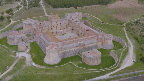 360 Vista Aérea Fortaleza Salses Ofrece Los Visitantes Vistas Excepcionales — Vídeos de Stock