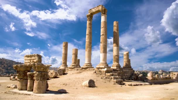 Ruines Temple Hercule Dans Complexe Citadelle Amman Jabal Qal Amman — Video