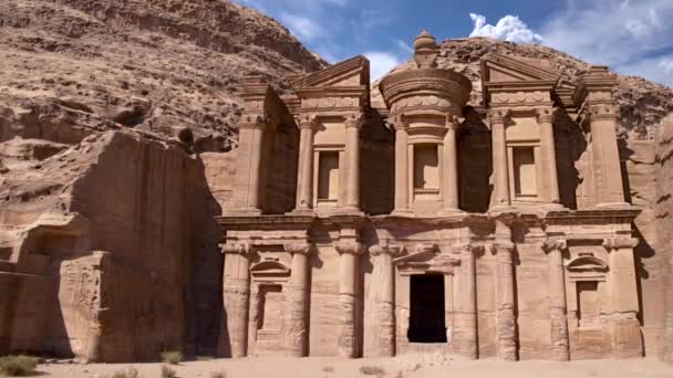 Deir或约旦Petra的修道院 中东的石城 — 图库视频影像