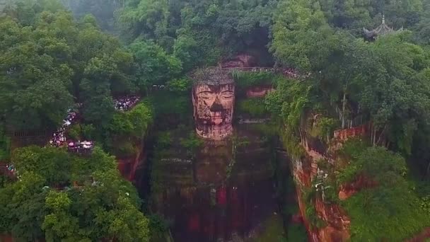 Vista Estatua Buda Leshan China Leshan Buddha Estatua Buda Más — Vídeo de stock