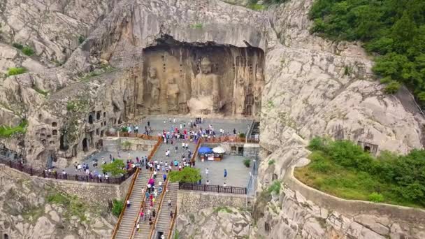 Statue Antiche Scolpite Una Montagna Luoyang Cina — Video Stock