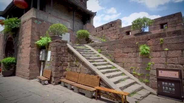 Torre Vigia Bem Preservada Nas Paredes Localizadas Ribeira Fenghuang Província — Vídeo de Stock