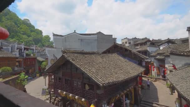 Blick Von Einem Balkon Auf Alte Traditionelle Häuser Fenghuang Antike — Stockvideo