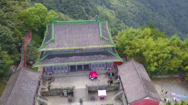 Nanyan Mejor Escenario Que Combina Paisaje Arquitectura Montaña Wudang Precipicio — Vídeos de Stock