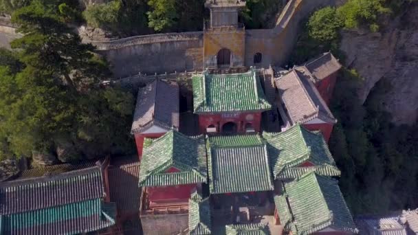 Panorama Aeriană Până Cel Mai Înalt Vârf Muntelui Wudang Vârful — Videoclip de stoc