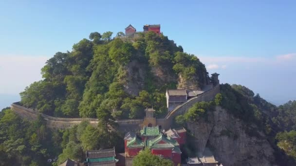 Légi Táj Arany Csúcs Tianzhu Csúcs Csúcs Wudang Hegy Lényege — Stock videók