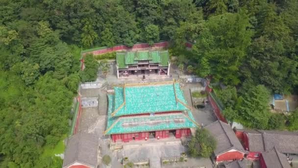 Landskap Traditionell Kinesisk Tempel Med Röda Och Gröna Färger Detta — Stockvideo