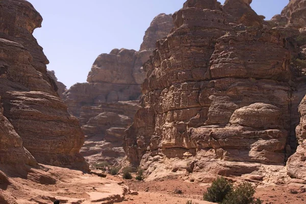 Paisagem Marte Montanha Vista Vale Cidade Rosa Petra Jordânia — Fotografia de Stock