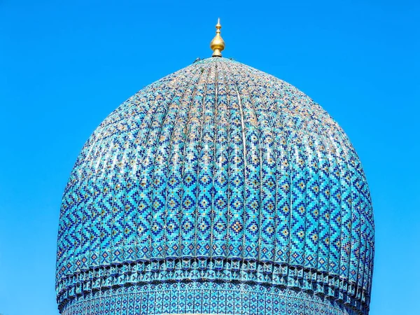 Arte Islamica Tradizionale Antica Piastrelle Blu Turchese Nella Cupola Ceramica — Foto Stock