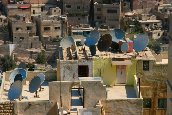 Buildings Roofs Full Antennas Satellite Signal Amman Jordan Royalty Free Stock Photos