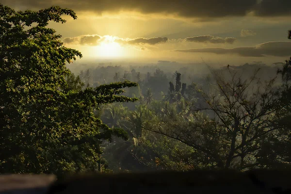 Candi Borobudur Amanecer Niebla Candi Borobudur Yogyakarta Java Indonesia —  Fotos de Stock