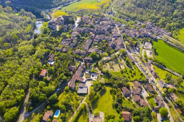 Vue Aérienne Village Médiéval Bruniquel Inclus Parmi Les Beaux Villages — Photo