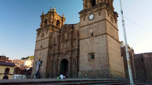 Katedral Basilic San Carlos Borromeo Puno Katedrali Nin Barok Tarzı — Stok video