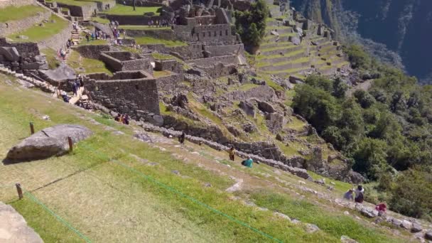 Lugar Principal Ciudadela Arqueológica Machu Picchu Terrazas Cultivo Vistas Los — Vídeo de stock