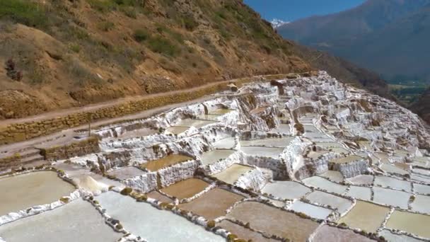 Фабрицианский Вид Шахты Salt Марасе Салинерас Марас Священная Долина Перу — стоковое видео