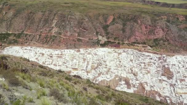 Panoramic Views Salt Mine Ponds Maras Cusco Region Peru — Stock Video