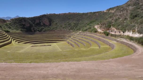 Inca Terraces Στο Moray Περιοχή Cusco Περού Κάθε Επίπεδο Έχει — Αρχείο Βίντεο