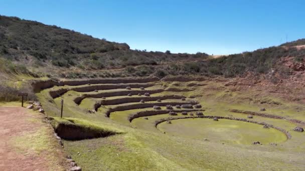 Antica Stazione Sperimentale Agricola Terrazze Circolari Uniche Inca Moray Regione — Video Stock