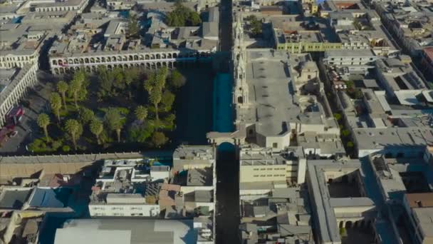 阿雷基帕最重要的一点 从空中俯瞰阿雷基帕Armas广场主广场和大教堂 — 图库视频影像