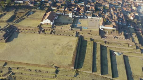 Landskap Chinchero Arkeologiska Platsen Ruinerna Chinchero Består Serie Inka Terrasser — Stockvideo