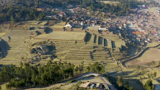 Vista Completa Todo Complexo Arqueológico Chinchero Vale Sagrado Dos Incas — Vídeo de Stock