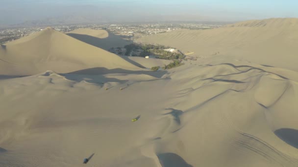 Ландшафт Сонця Величній Прибережній Перуанській Пустелі Лежить Між Іка Уакачіною — стокове відео