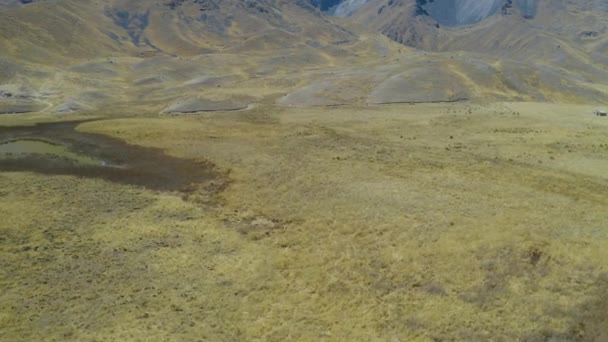 阿布拉 普诺库斯科之间的交界处 你可以在海拔4335米的地方看到部分白雪覆盖的安第斯山脉是个自然奇观 前面的Chimboya山 — 图库视频影像