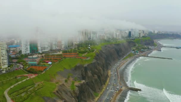 Атмосферный Эффект Создание Облаков Тумана Низкой Высоте Воздух Тихого Океана — стоковое видео