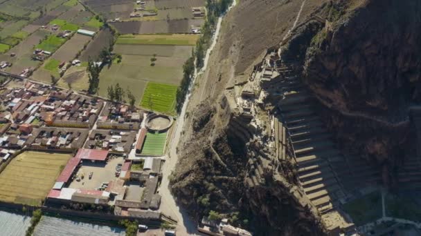 Pôr Sol Frente Templo Sol Ollantaytambo Cusco Peru — Vídeo de Stock