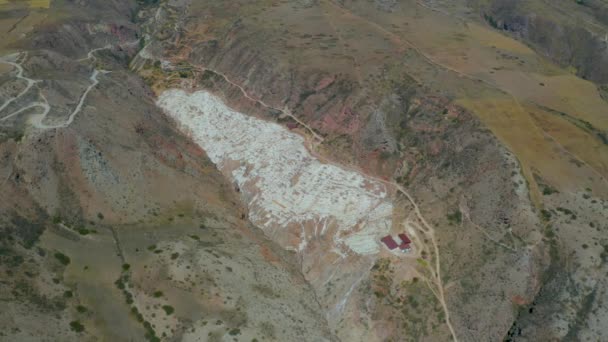 Landscape Salt Terraces Maras Salinas Salineras Maras Andes Mountain Range — Stock Video