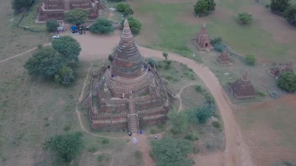 Vista Aérea Antigas Ruínas Pagode Bagan Myanmar — Vídeo de Stock