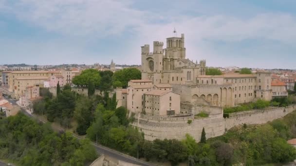 Découvrir Ville Béziers Vue Panoramique Vieille Ville Avec Vue Frontale — Video