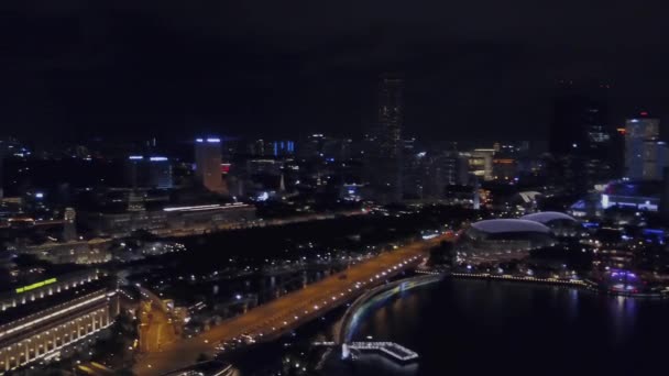 Pemandangan Langit Kota Singapura Pada Malam Hari Dengan Pemandangan Distrik — Stok Video