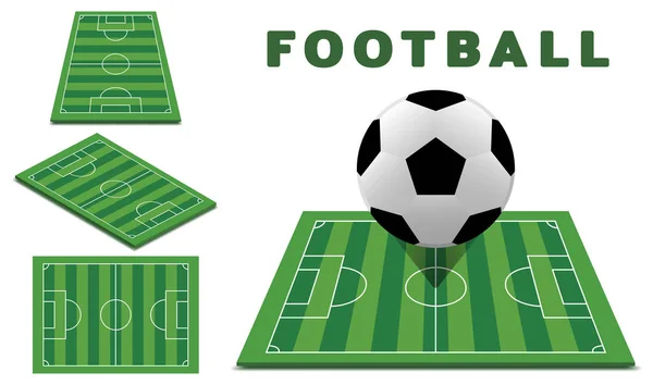 Boisko Piłki Nożnej Lub Piłki Nożnej Kolekcja Ilustracji Wektorowych — Wektor stockowy