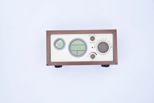 Old wood,retro radio set isolated on background