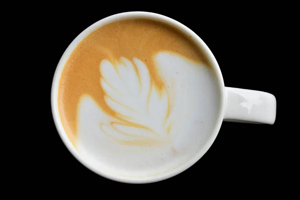 Vue de dessus du latte art, sur la table en bois sombre . — Photo
