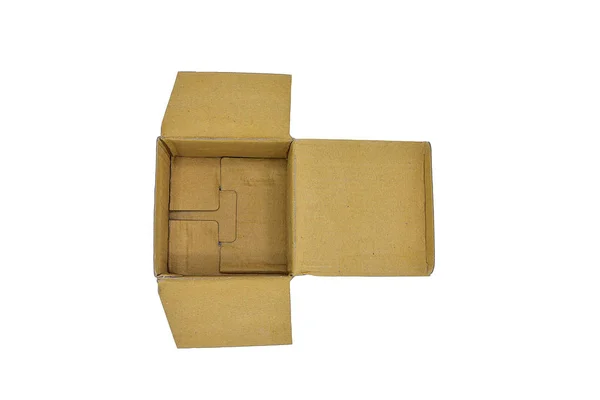 The brown box is open on the white background it pleasant to use — Stock Photo, Image