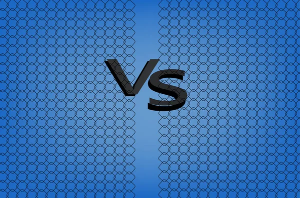 Versus logo with metal net on blue light background.