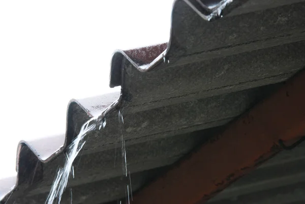 Desenfoque Drenajes Del Techo Momento Lluvia — Foto de Stock