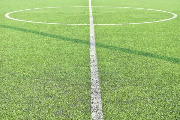 Sudut Sepak Bola Garis Putih Lapangan Hijau — Stok Foto