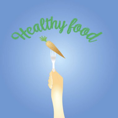 sağlıklı beslenme kavramı. bir çatal havuç. vektör illüstrasyon