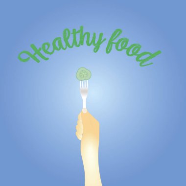 sağlıklı beslenme kavramı. çatalüzerinde salatalık. vektör illüstrasyon