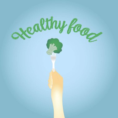 sağlıklı gıda. çatalda brokoli. vektör illüstrasyon