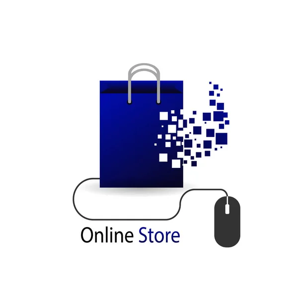 Online shop, online áruház-logóval. Emblémát az üzleti. elszigetelt vektoros illusztráció. — Stock Vector