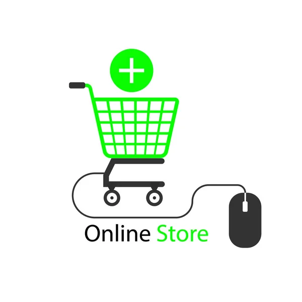 Boutique en ligne, logo de boutique en ligne. Logotype Pour les affaires. illustration vectorielle isolée . — Image vectorielle