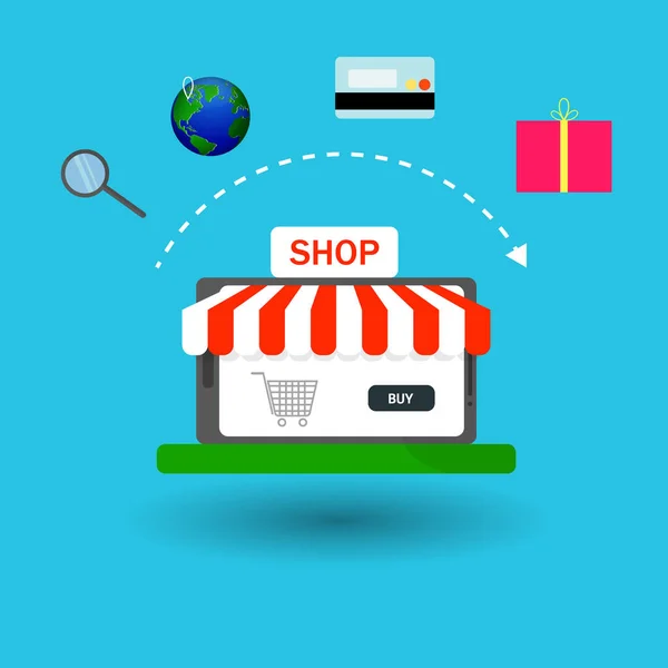Flache moderne Vektor Illustration Konzept von Online-Shopping Web-Shop — Stockvektor