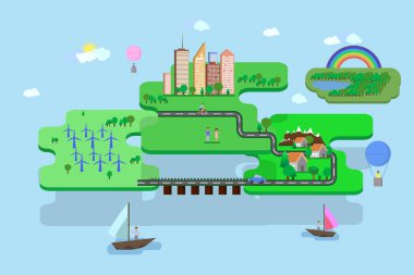 Ekoloji Infographics tasarım öğeleri. Vektör çizim.