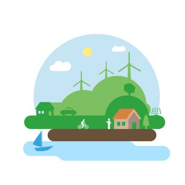 Ekoloji Infographics tasarım öğeleri. Vektör çizim.